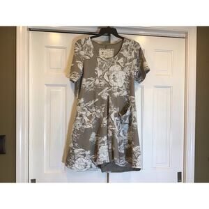 Farmhouse Frocks Brown/White Floral Sz M Dress Cottagecore Coastal Preppy Casual